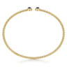 14K Yellow Gold Bujukan Bead Split Cuff Bracelet with Sapphire and Diamond - 0.12 ct