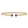 14K Yellow Gold Bujukan Bead Split Cuff Bracelet with Sapphire and Diamond - 0.12 ct
