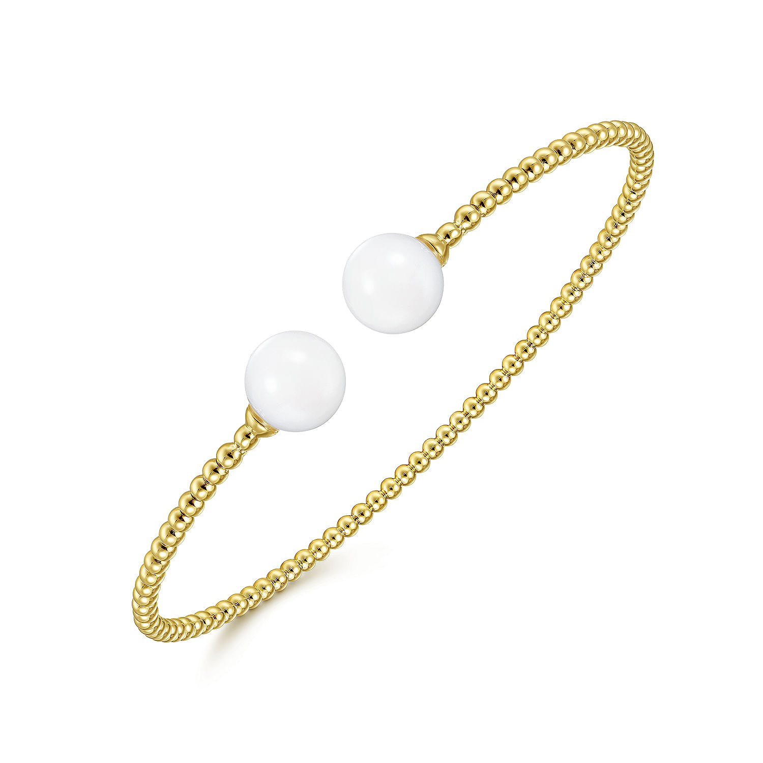 14K Yellow Gold Bujukan Bead Split Cuff Bracelet with Yellow Agate Beads - Shot 2