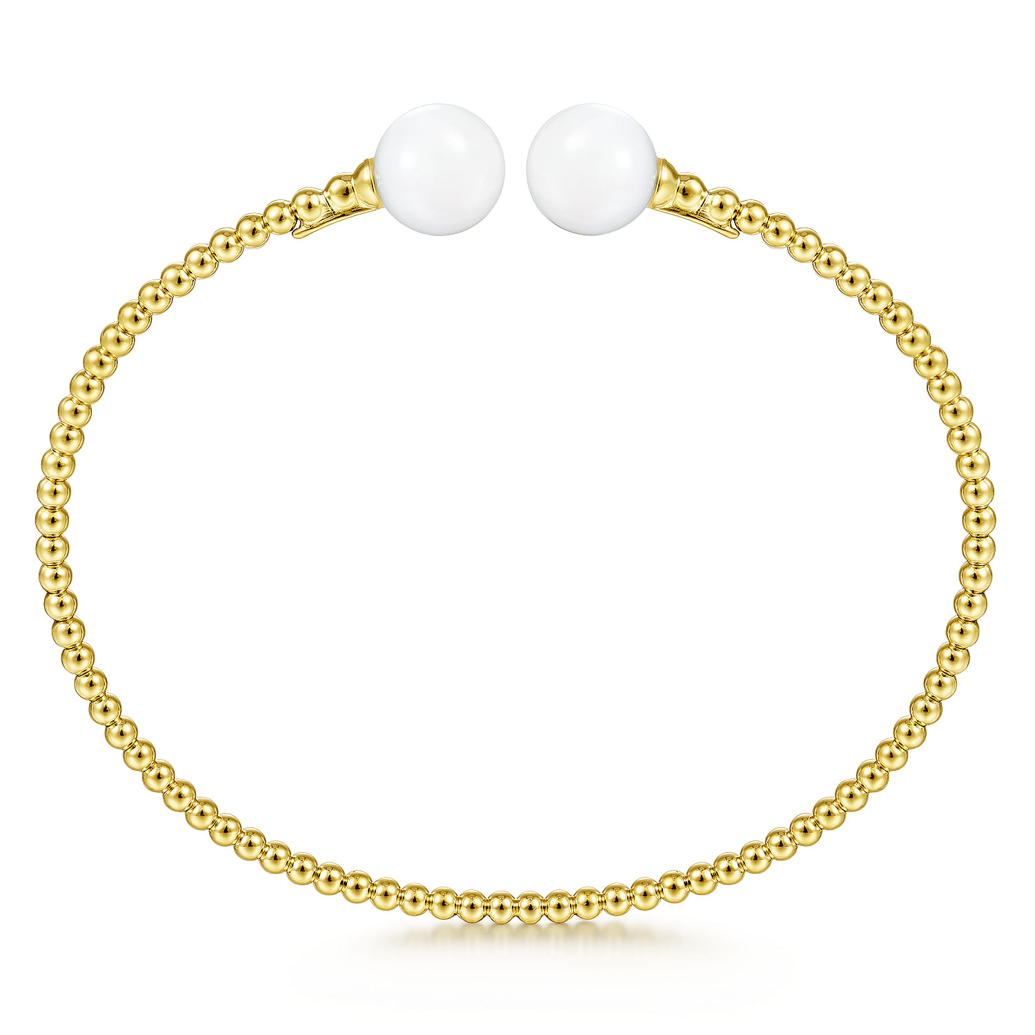 14K Yellow Gold Bujukan Bead Split Cuff Bracelet with Yellow Agate Beads - Shot 3