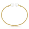 14K Yellow Gold Bujukan Bead Split Cuff Bracelet with Yellow Agate Beads