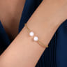 14K Yellow Gold Bujukan Bead Split Cuff Bracelet with Yellow Agate Beads