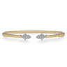 14K Yellow Gold Bujukan Bead Split Cuff with Diamonds - 0.12 ct