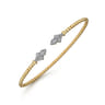 14K Yellow Gold Bujukan Bead Split Cuff with Diamonds - 0.12 ct