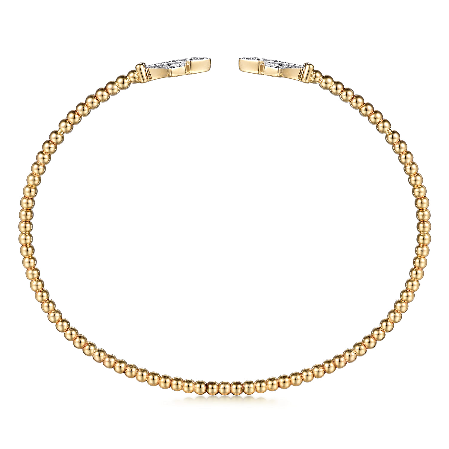 14K Yellow Gold Bujukan Bead Split Cuff with Diamonds - 0.12 ct - Shot 3