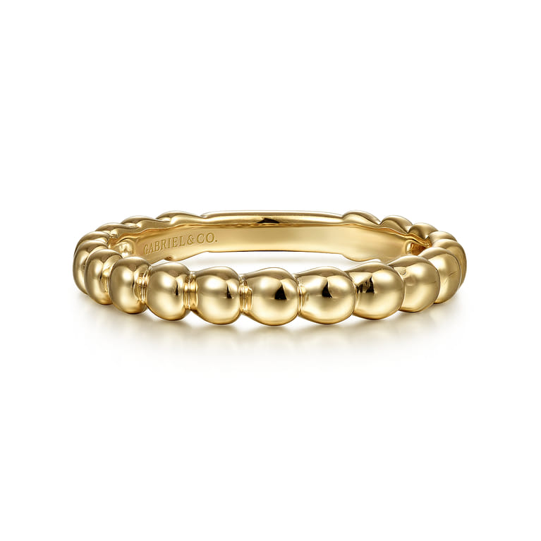 14K Yellow Gold Bujukan Bead Stackable Ring - Shot 1