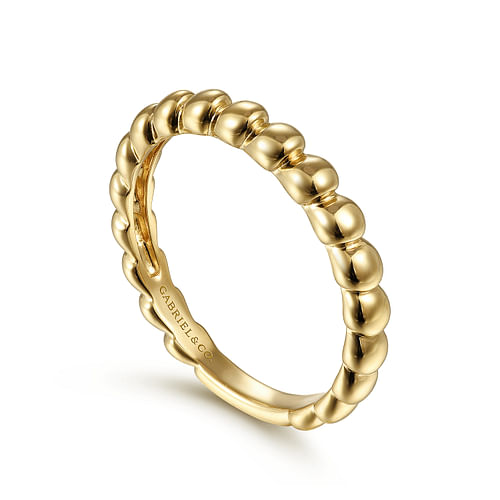 14K Yellow Gold Bujukan Bead Stackable Ring - Shot 3