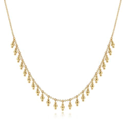 14K Yellow Gold Bujukan Bead Station Necklace