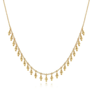 14K Yellow Gold Bujukan Bead Station Necklace