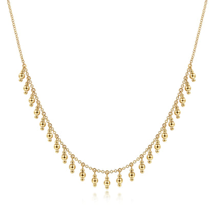 14K Yellow Gold Bujukan Bead Station Necklace