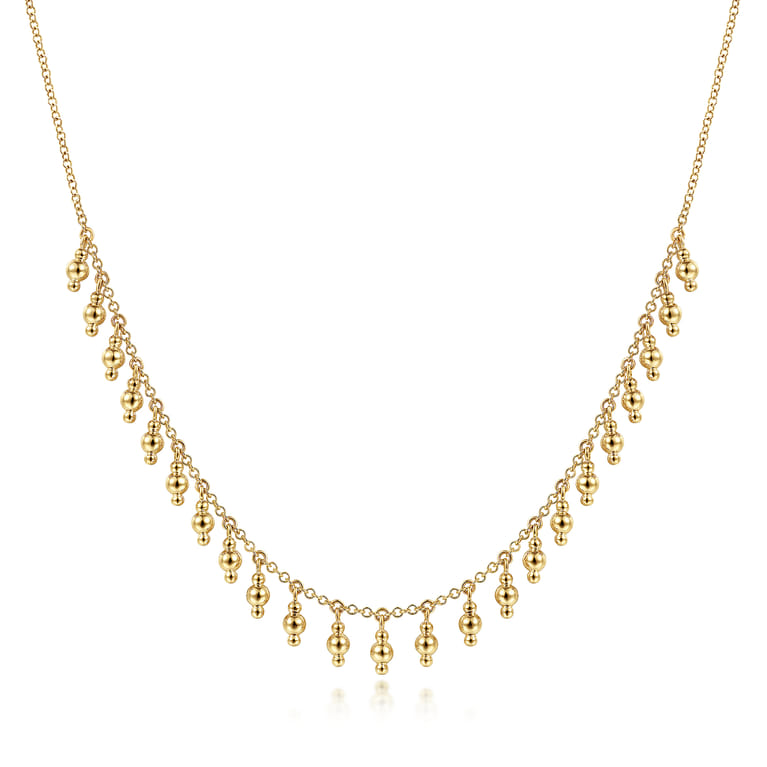 14K Yellow Gold Bujukan Bead Station Necklace - Shot 1