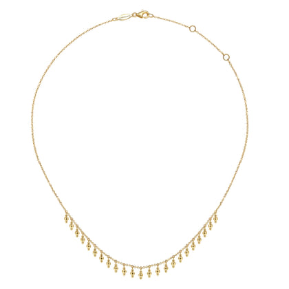 14K Yellow Gold Bujukan Bead Station Necklace