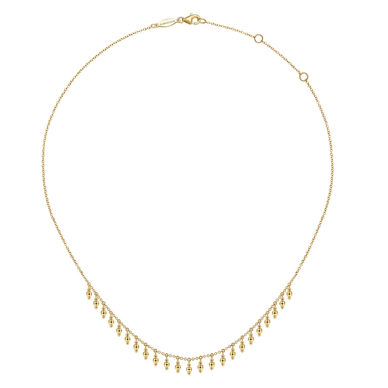 14K Yellow Gold Bujukan Bead Station Necklace - Shot 2