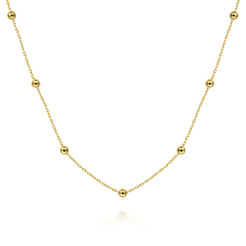 14K Yellow Gold Bujukan Bead Station Necklace