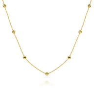 14K Yellow Gold Bujukan Bead Station Necklace