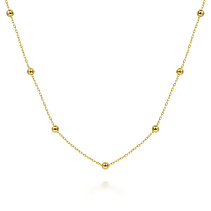 14K Yellow Gold Bujukan Bead Station Necklace