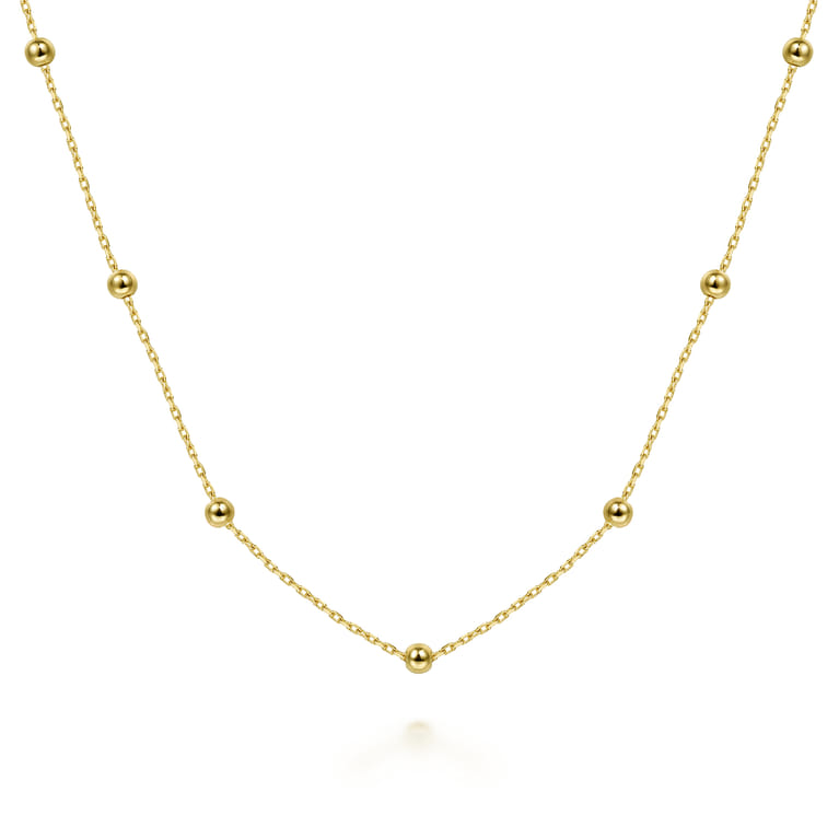 14K Yellow Gold Bujukan Bead Station Necklace - Shot 1