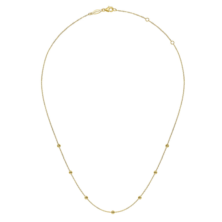 14K Yellow Gold Bujukan Bead Station Necklace - Shot 2