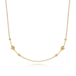 14K Yellow Gold Bujukan Bead Station Necklace