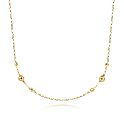 14K Yellow Gold Bujukan Bead Station Necklace