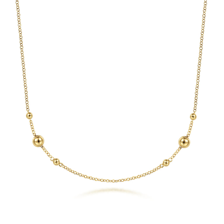 14K Yellow Gold Bujukan Bead Station Necklace - Shot 1