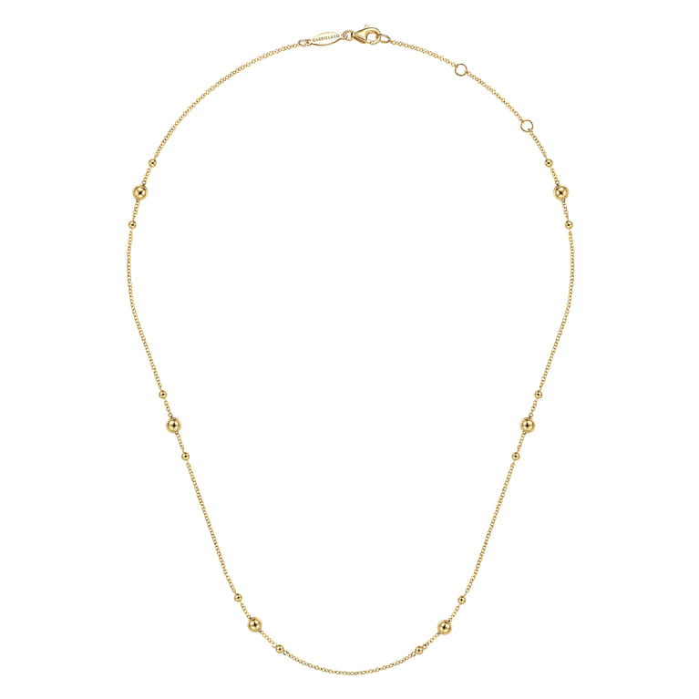 14K Yellow Gold Bujukan Bead Station Necklace - Shot 2