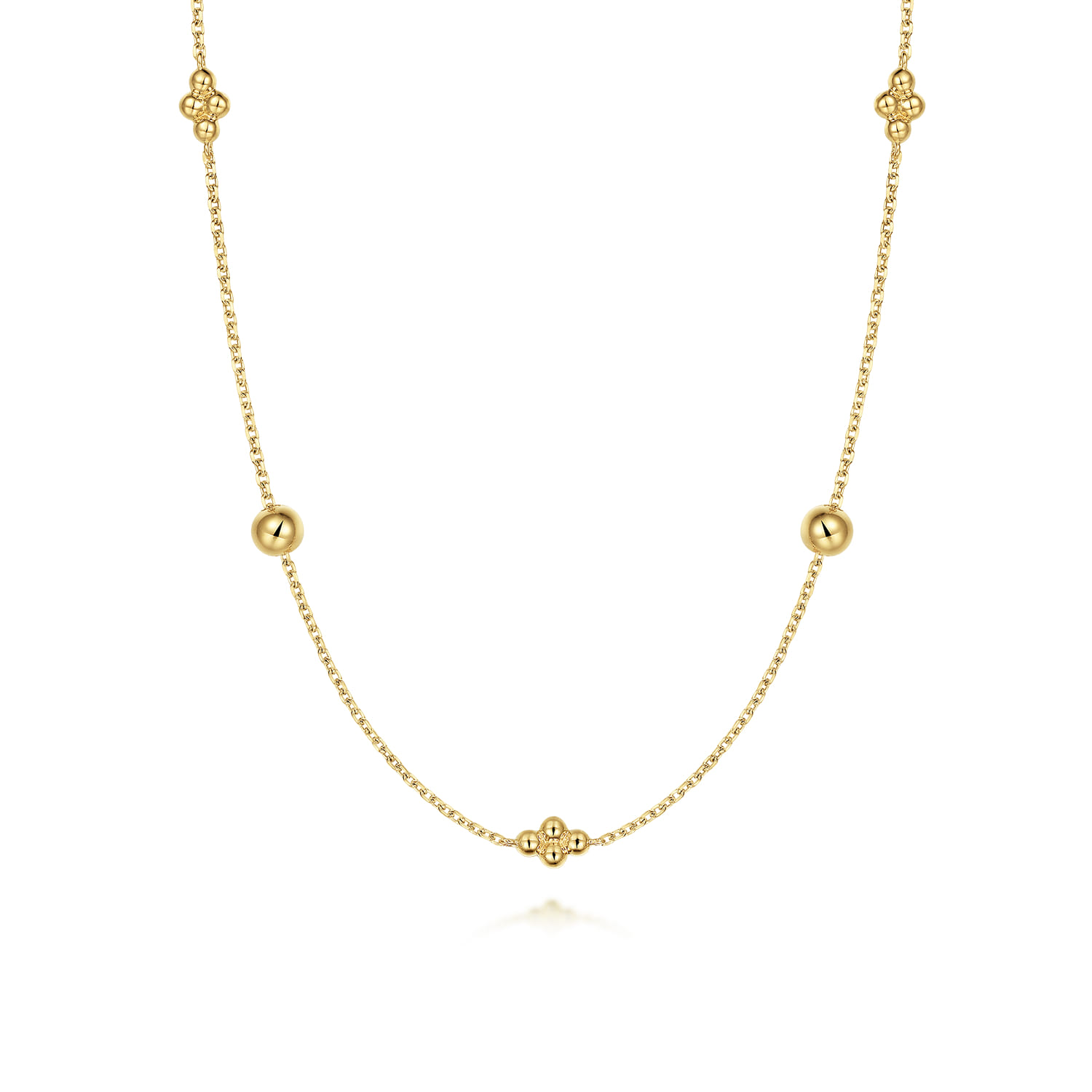 14K Yellow Gold Bujukan Bead Station Necklace - Shot 1