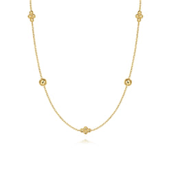 14K Yellow Gold Bujukan Bead Station Necklace