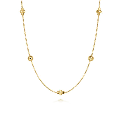 14K Yellow Gold Bujukan Bead Station Necklace