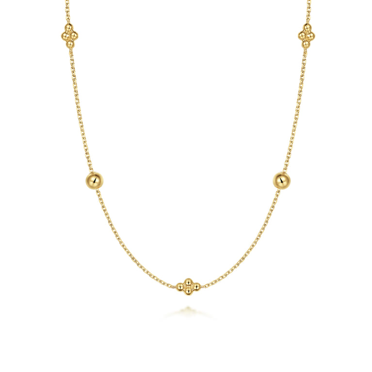 14K Yellow Gold Bujukan Bead Station Necklace - Shot 1