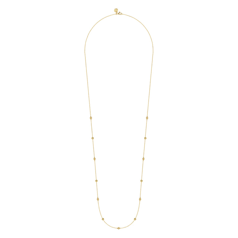 14K Yellow Gold Bujukan Bead Station Necklace - Shot 2
