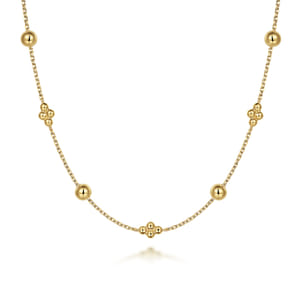 14K Yellow Gold Bujukan Bead Station Necklace