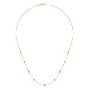 14K Yellow Gold Bujukan Bead Station Necklace