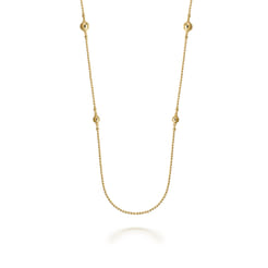 14K Yellow Gold Bujukan Bead Station Necklace