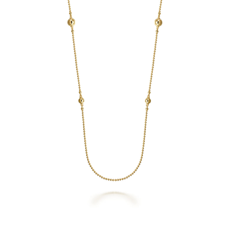 14K Yellow Gold Bujukan Bead Station Necklace - Shot 1