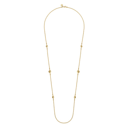 14K Yellow Gold Bujukan Bead Station Necklace