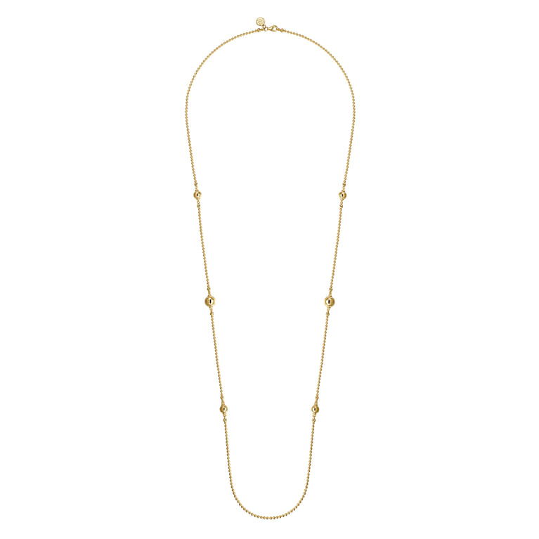 14K Yellow Gold Bujukan Bead Station Necklace - Shot 2