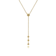 14K Yellow Gold Bujukan Bead Station Y Drop Necklace