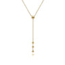 14K Yellow Gold Bujukan Bead Station Y Drop Necklace