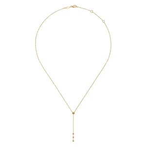 14K Yellow Gold Bujukan Bead Station Y Drop Necklace