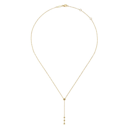14K Yellow Gold Bujukan Bead Station Y Drop Necklace