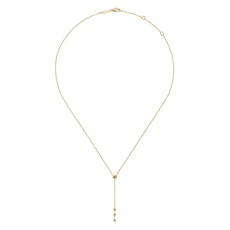 14K Yellow Gold Bujukan Bead Station Y Drop Necklace - Shot 2