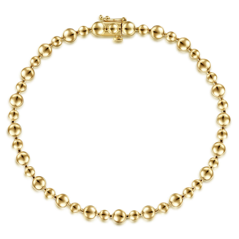 14K Yellow Gold Bujukan Bead Tennis Bracelet - Shot 1