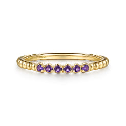 14K Yellow Gold Bujukan Bead and Amethyst Stackable Ring