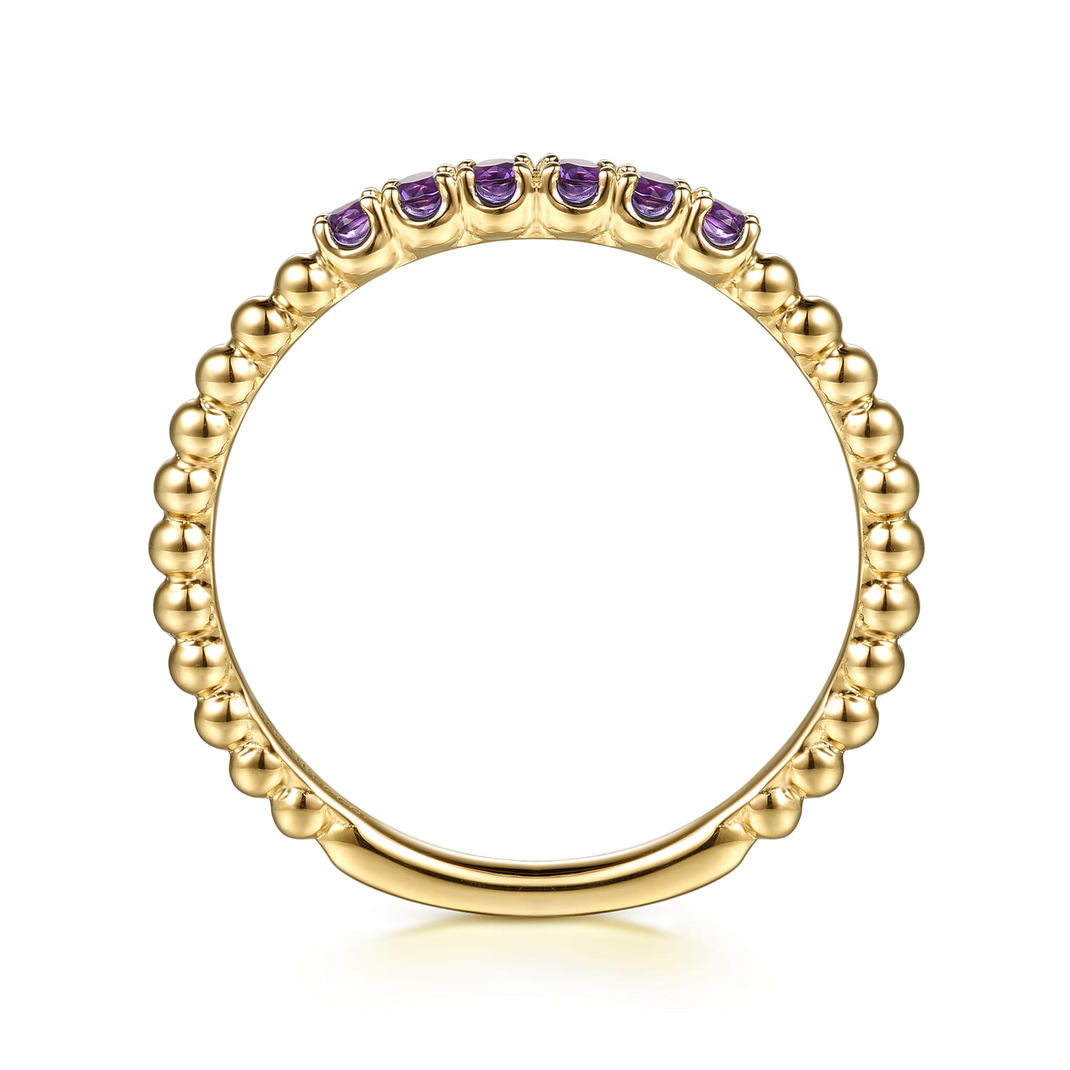 14K Yellow Gold Bujukan Bead and Amethyst Stackable Ring - Shot 2