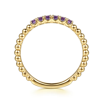 14K Yellow Gold Bujukan Bead and Amethyst Stackable Ring