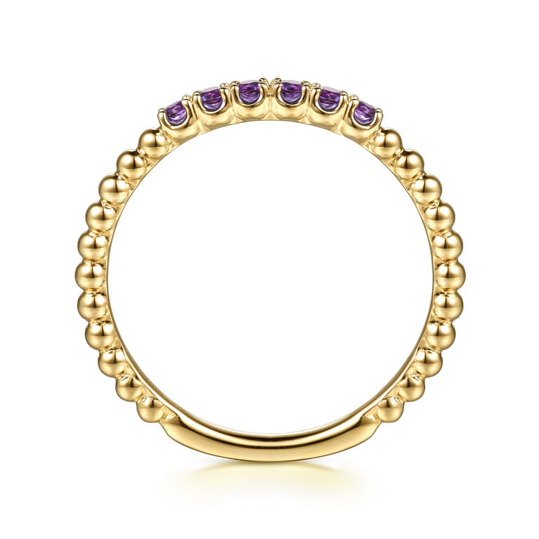 14K Yellow Gold Bujukan Bead and Amethyst Stackable Ring - Shot 2