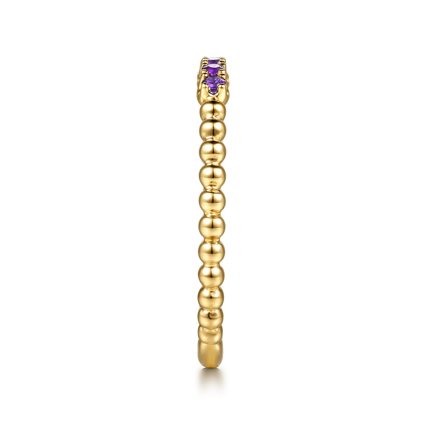 14K Yellow Gold Bujukan Bead and Amethyst Stackable Ring - Shot 4