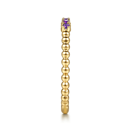 14K Yellow Gold Bujukan Bead and Amethyst Stackable Ring