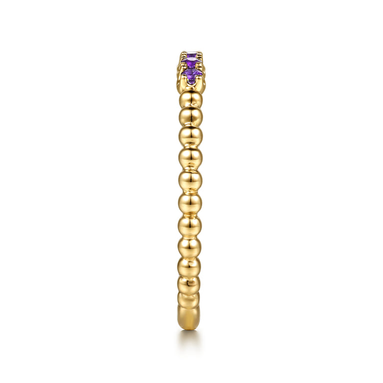 14K Yellow Gold Bujukan Bead and Amethyst Stackable Ring - Shot 4